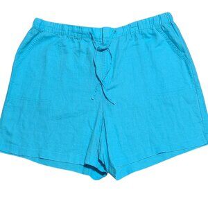 Liz Claiborne Linen and Cotton Shorts with Pockets Aqua Blue Size XXL
